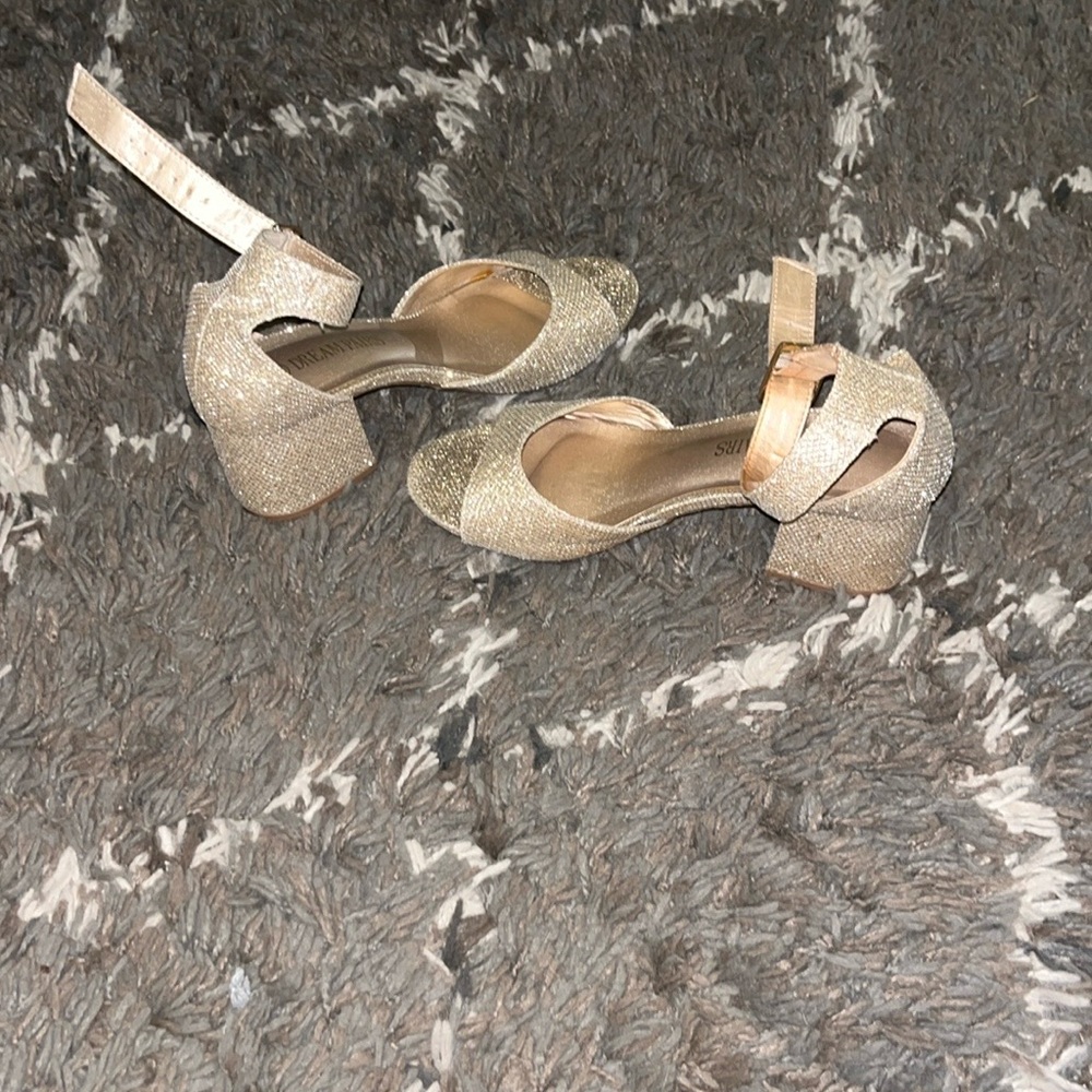 Gold Glitter Open-Toe Heels - Picture 4 of 8